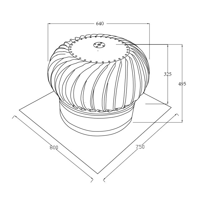 Ventilateur de toit sans alimentation 500 MM