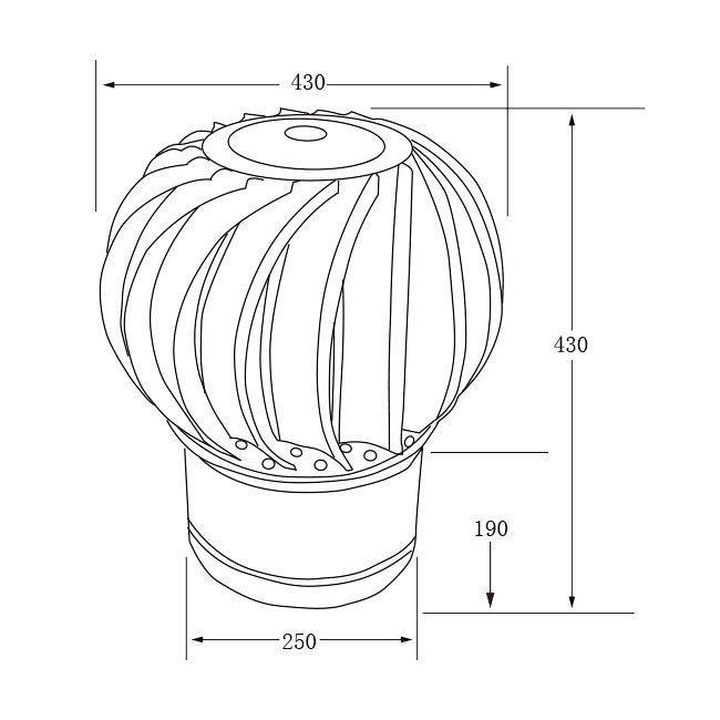 Ventilateur de toit sans alimentation 150 MM 200 MM 250 MM