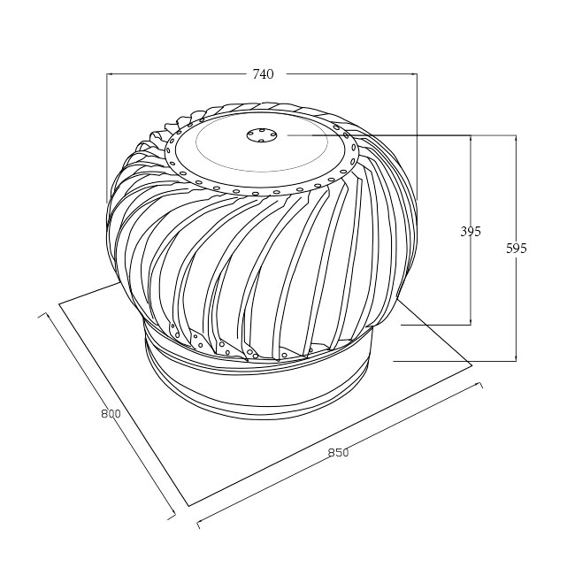 Ventilateur de toit sans alimentation 600 MM