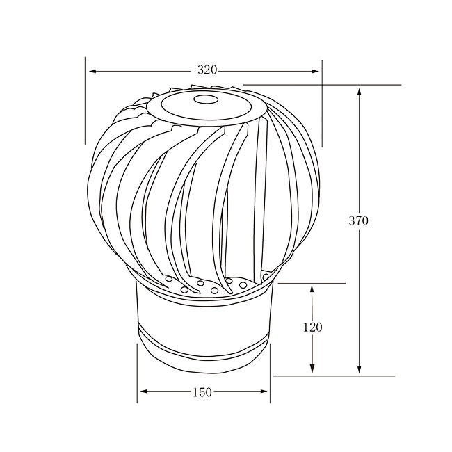 Ventilateur de toit sans alimentation 150 MM 200 MM 250 MM