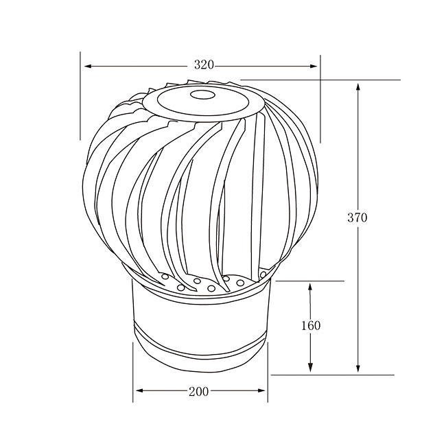 Ventilateur de toit sans alimentation 150 MM 200 MM 250 MM